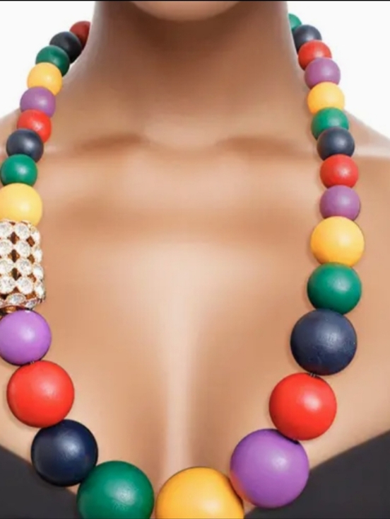 Jewelry - Colorful Multicolor Beaded Statement Necklace - Bold Fashion Jewelry